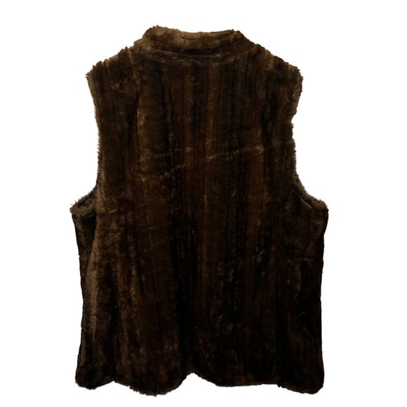 Chico's NWT Vest Acrylic Faux Fur Brown Open Front Animal Print Lined Winter 3 - Picture 3 of 8